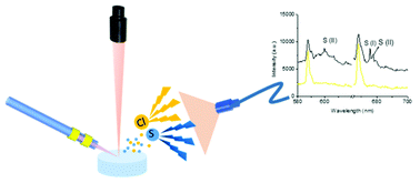 Graphical abstract: Development of laser ablation dielectric barrier discharge optical emission spectrometry (LA-DBD-OES) for direct determination of sulphur and chloride in the condensed phase and its application in pharmaceutical analysis
