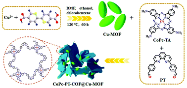 Graphical abstract: Direct growth of two-dimensional phthalocyanine-based COF on Cu-MOF to construct a photoelectrochemical-electrochemical dual-mode biosensing platform for high-efficiency determination of Cr(iii)