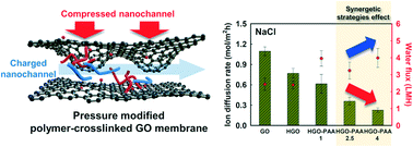Graphical abstract: Synergetic effect of physicochemical and electrostatic strategies on ion sieving for polymer cross-linked graphene oxide membranes