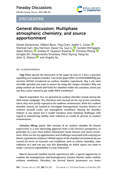 General discussion: Multiphase atmospheric chemistry, and source apportionment