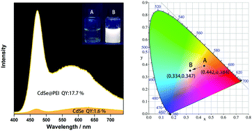 Graphical abstract: Facile passivation of yellow light-emitting CdSe QDs by polyethyleneimine in water to achieve bright white light emission
