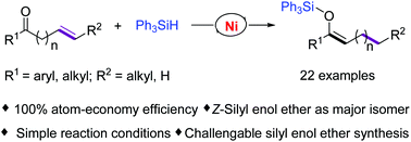 Graphical abstract: Nickel-catalyzed remote hydrosilylation of unconjugated enones with bulky triphenylsilane