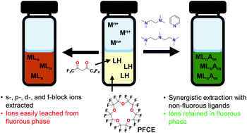 Graphical abstract: Modulating extraction and retention of fluorinated β-diketonate metal complexes in perfluorocarbons through the use of non-fluorinated neutral ligands