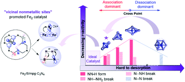 Graphical abstract: High spin polarized Fe2 cluster combined with vicinal nonmetallic sites for catalytic ammonia synthesis from a theoretical perspective