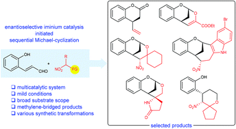 Graphical abstract: Enantioselective organocatalytic sequential Michael-cyclization of functionalized nitroalkanes to 2-hydroxycinnamaldehydes: synthesis of benzofused dioxa[3.3.1] and oxa[4.3.1] methylene-bridged compounds