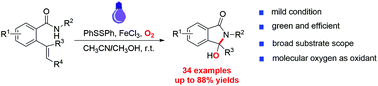 Graphical abstract: Visible light-promoted aerobic oxidative cleavage and cyclization of olefins to access 3-hydroxy-isoindolinones