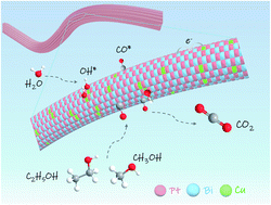 Graphical abstract: Cu-incorporated PtBi intermetallic nanofiber bundles enhance alcohol oxidation electrocatalysis with high CO tolerance