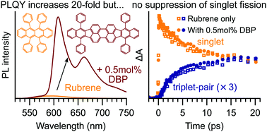 Graphical abstract: In optimized rubrene-based nanoparticle blends for photon upconversion, singlet energy collection outcompetes triplet-pair separation, not singlet fission