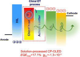 Graphical abstract: Binaphthol-based chiral host molecules for efficient solution-processed circularly polarized OLEDs