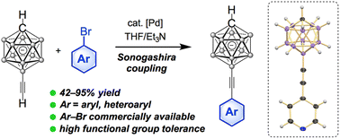 Graphical abstract: Sonogashira coupling of the ethynyl monocarborane [CB11H11-12-C [[triple bond, length as m-dash]] CH]−