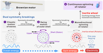 Graphical abstract: Brownian motor inspired monodirectional continuous spinning triboelectric nanogenerators for extracting energy from irregular gentle water waves