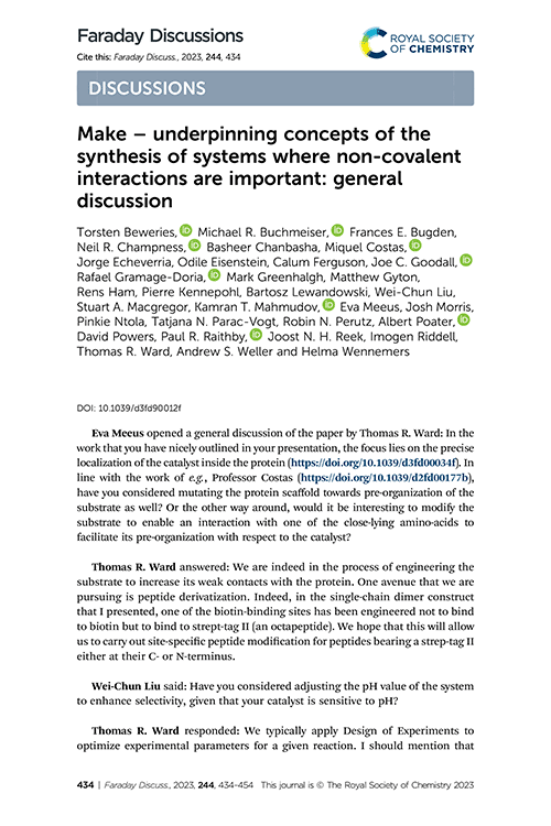 Make – underpinning concepts of the synthesis of systems where non-covalent interactions are important: general discussion