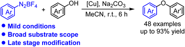 Graphical abstract: Copper-catalyzed O-arylation of phenols with diazonium salts