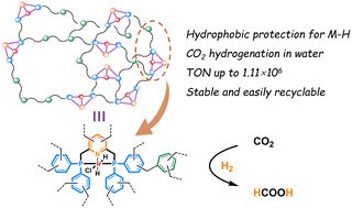 Graphical abstract: Highly efficient catalysts for CO2 hydrogenation to formic acid in water catalyzed by hydrophobic porous polymers containing stable metal–hydride