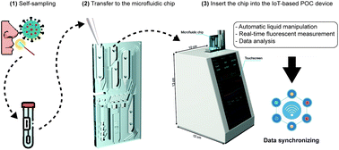 Graphical abstract: Development of a self-contained microfluidic chip and an internet-of-things-based point-of-care device for automated identification of respiratory viruses