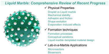 Graphical abstract: Liquid marbles: review of recent progress in physical properties, formation techniques, and lab-in-a-marble applications in microreactors and biosensors