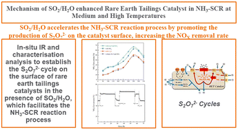 Graphical abstract: Mechanism of SO2/H2O enhanced rare earth tailings catalysts in NH3-SCR at medium and high temperature