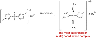 Graphical abstract: An extremely electron poor Au(iii) trication bearing acetonitrile ligands