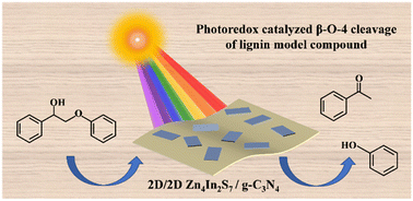 Graphical abstract: Dispersing agglomerated Zn4In2S7 on g-C3N4 nanosheets to form a 2D/2D S-scheme heterojunction for highly selective photocatalytic cleavage of lignin models
