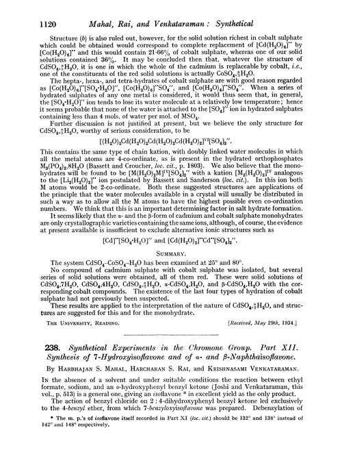 238. Synthetical experiments in the chromone group. Part XII. Synthesis of 7-hydroxyisoflavone and of α- and β-naphthaisoflavone