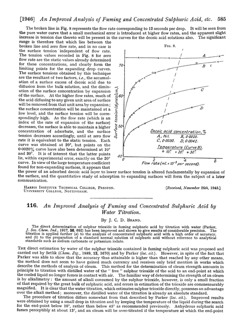 116. An improved analysis of fuming and concentrated sulphuric acid by