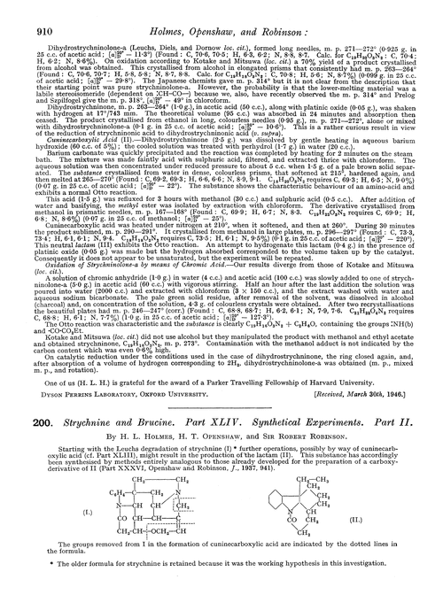 200. Strychnine and brucine. Part XLIV. Synthetical experiments. Part II