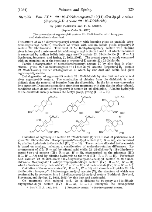 Steroids. Part IX. 22 : 23-Dichloroergosta-7 : 9(11)-dien-3β-yl acetate (ergosteryl-D acetate 22 : 23-dichloride)