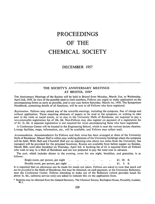 Proceedings of the Chemical Society. December 1957