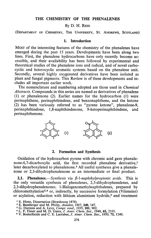 The chemistry of the phenalenes