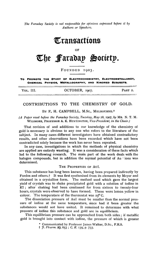 Contributions to the chemistry of gold