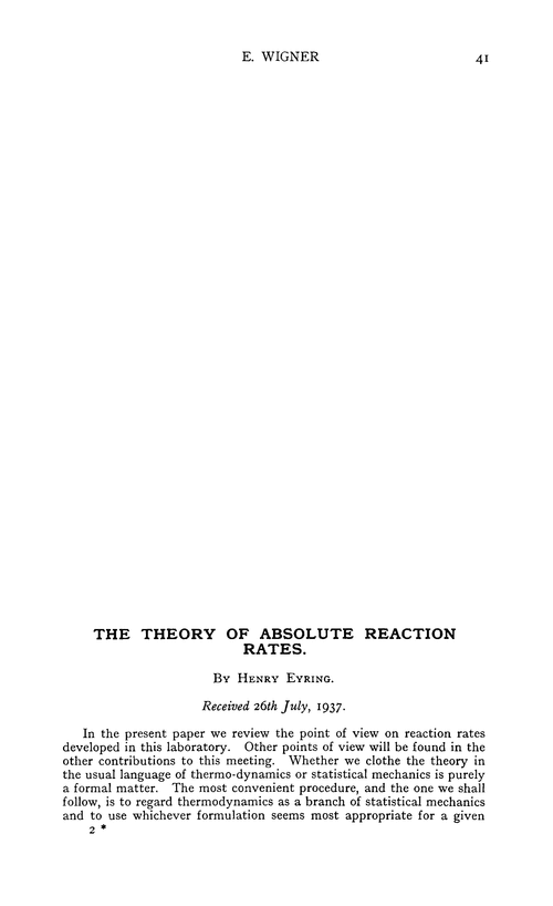 The theory of absolute reaction rates