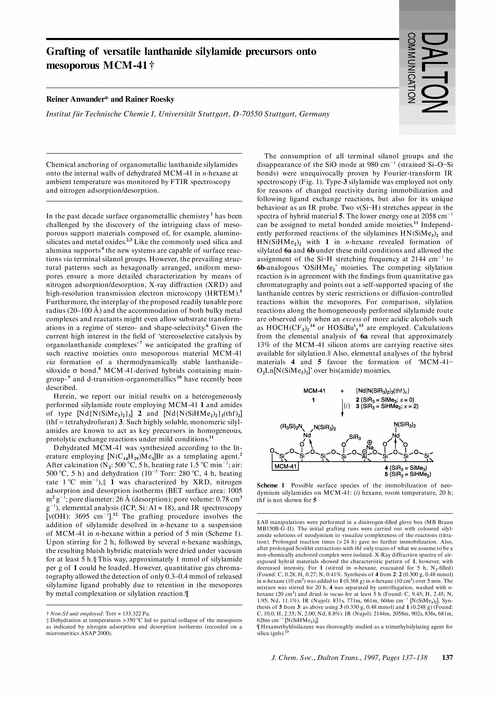 Grafting of versatile lanthanide silylamide precursors onto mesoporous MCM-41 [ ]