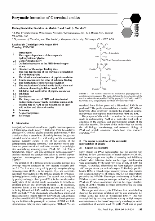 Enzymatic formation of C-terminal amides
