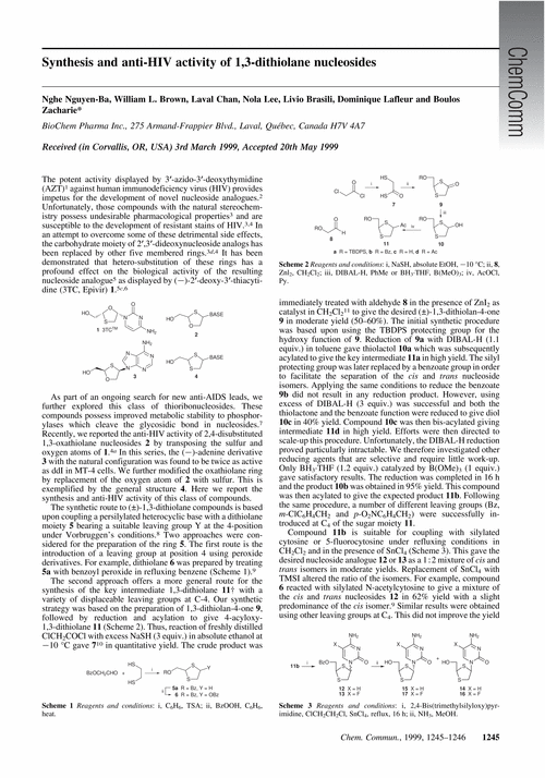 Synthesis and anti-HIV activity of 1,3-dithiolane nucleosides