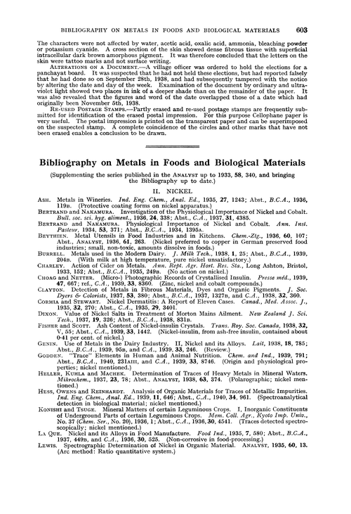Bibliography on metals in foods and biological materials