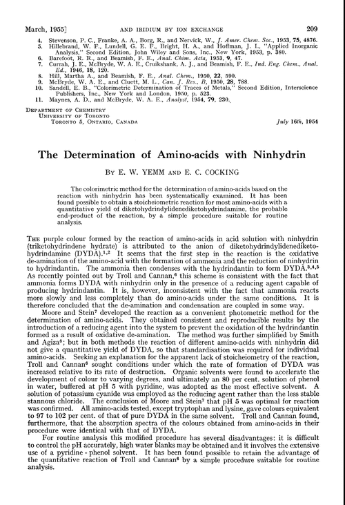 The determination of amino-acids with ninhydrin