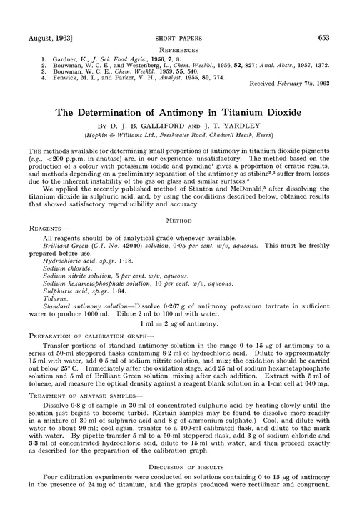 The determination of antimony in titanium dioxide