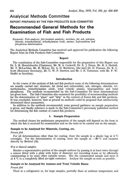 Recommended general methods for the examination of fish and fish products