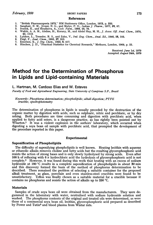 Method for the determination of phosphorus in lipids and lipid-containing materials