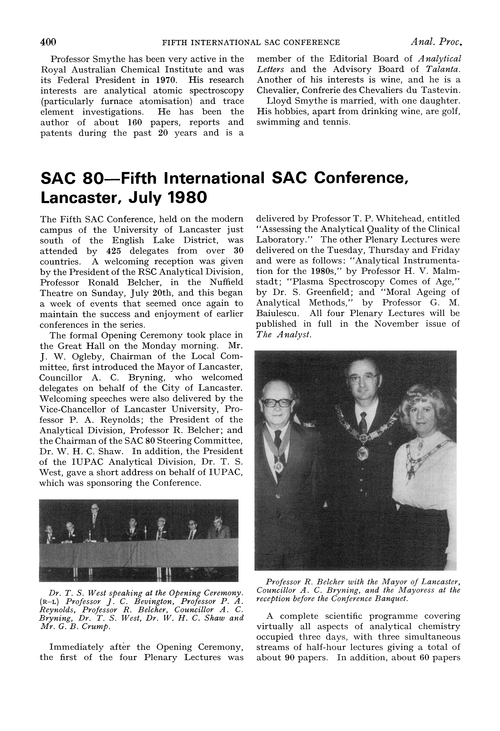 SAC 80—Fifth International SAC Conference, Lancaster, July 1980