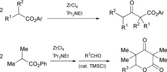 Graphical abstract: Powerful Claisen condensation and Claisen–aldol tandem reaction of α,α-dialkylated esters promoted by ZrCl4–iPr2NEt