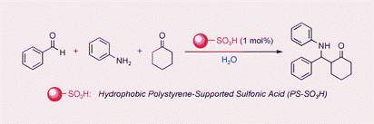 Graphical abstract: Mannich-type reactions in water using a hydrophobic polymer-supported sulfonic acid catalyst