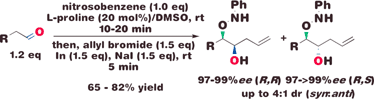Graphical abstract: Tandem aminoxylation–allylation reactions: a rapid, asymmetric conversion of aldehydes to mono-substituted 1,2-diols