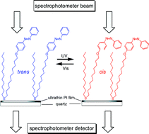 Graphical abstract: Monitoring photoswitching of azobenzene-based self-assembled monolayers on ultrathin platinum films by UV/Vis spectroscopy in the transmission mode
