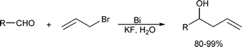 Graphical abstract: A convenient procedure for bismuth-mediated Barbier-type allylation of aldehydes in water containing fluoride ions