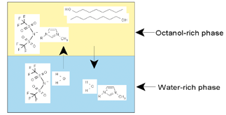 Graphical abstract: Octanol–water partition coefficients of imidazolium-based ionic liquids