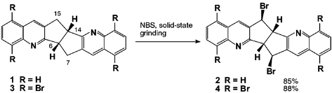 Graphical abstract: Solid-state regio- and stereo-selective benzylic bromination of diquinoline compounds using N-bromosuccinimide