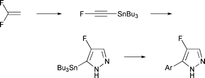 Graphical abstract: Palladium catalyzed cross-coupling reaction of 5-tributylstannyl-4-fluoropyrazole