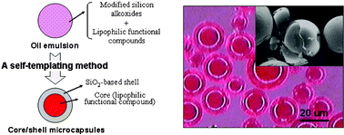 Graphical abstract: Core/shell silica-based in-situ microencapsulation: A self-templating method