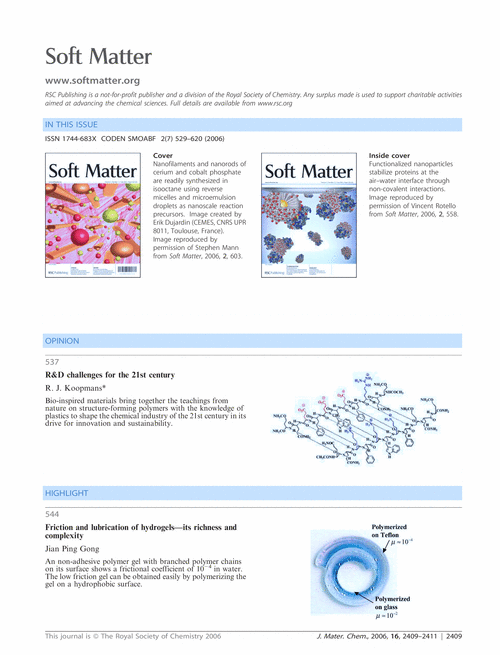 Soft Matter issue 7 contents pages – free access to J. Mater. Chem. subscribers